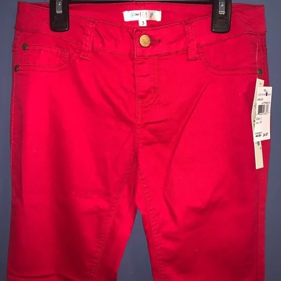 Love Fire, bright red skinny pants. Size 3 - Picture 2 of 7